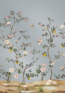 Blossom Mural Silver Grey Daisy Bennett Wallpaper by Galerie