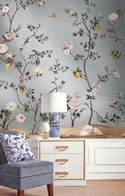 Blossom Mural Silver Grey Daisy Bennett Wallpaper by Galerie