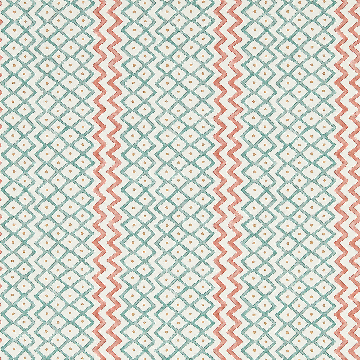 Khes Curios Udaipur Blue/Aleppo Pepper Wallpaper by Sanderson