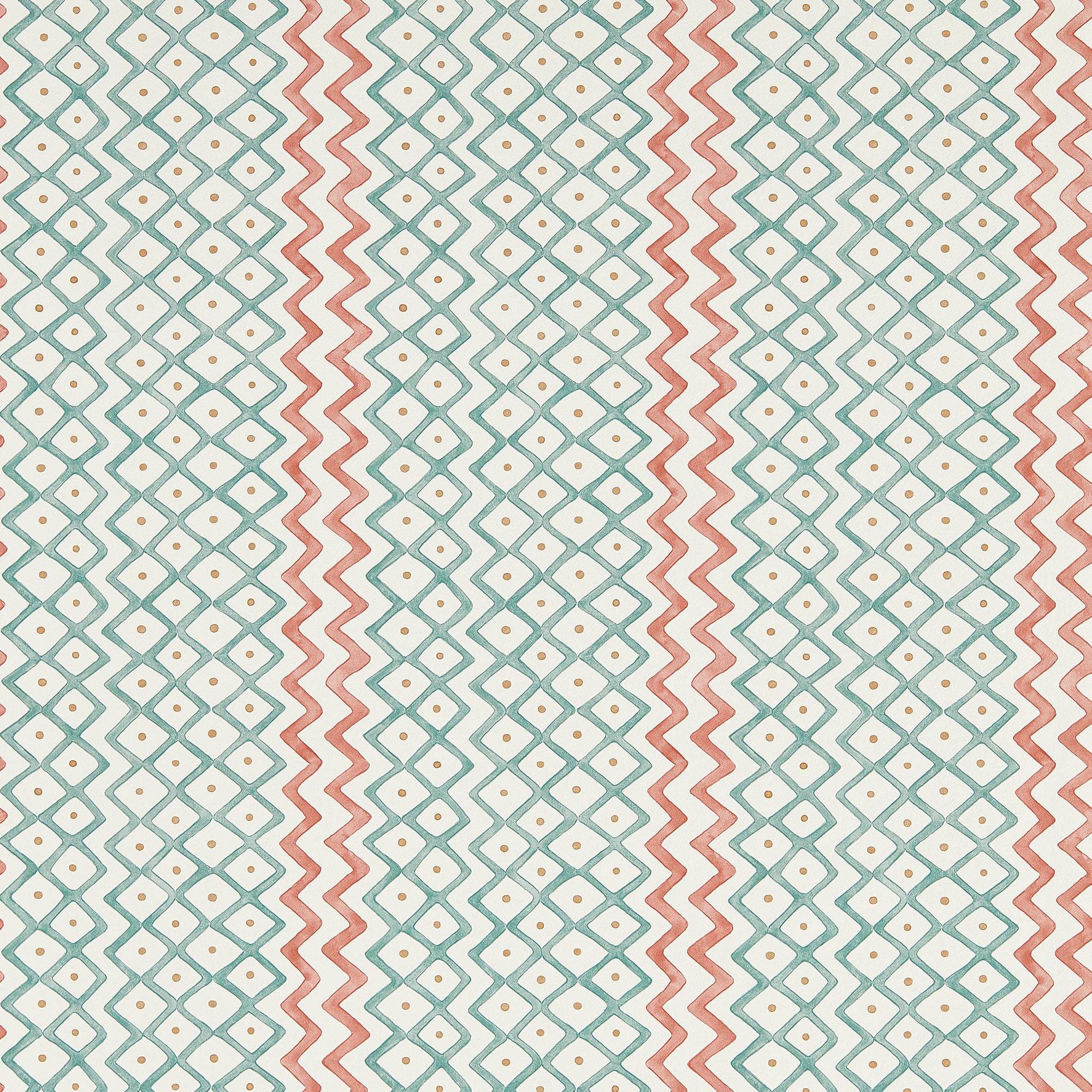 217452 Khes Curios Udaipur Blue/Aleppo Pepper Wallpaper by Sanderson