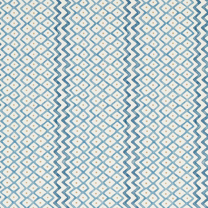 217453 Khes Curios Indigo/Woad Wallpaper by Sanderson