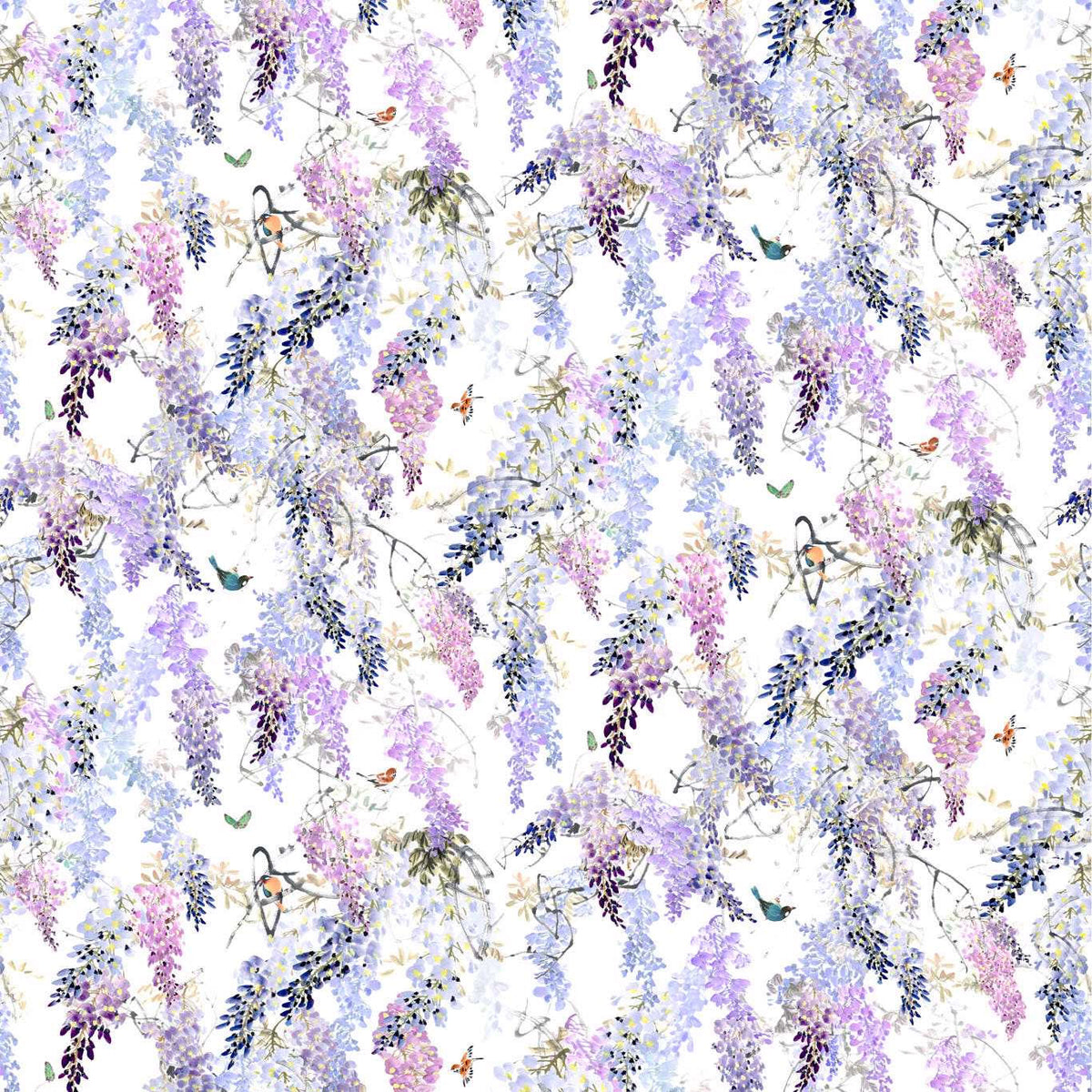 Wisteria Falls Mural Curios Lilac Wallpaper by Sanderson