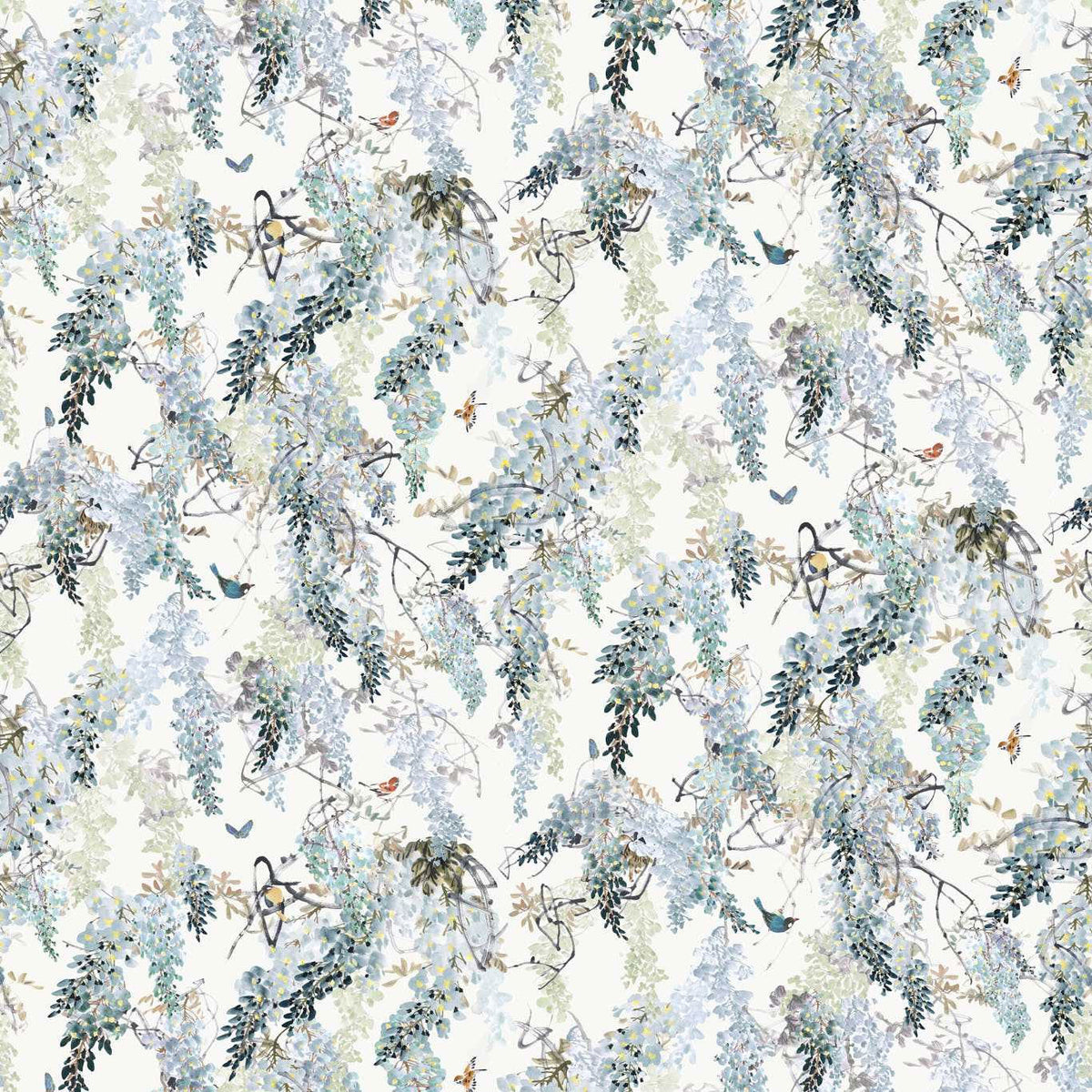 Wisteria Falls Mural Curios Aqua Wallpaper by Sanderson