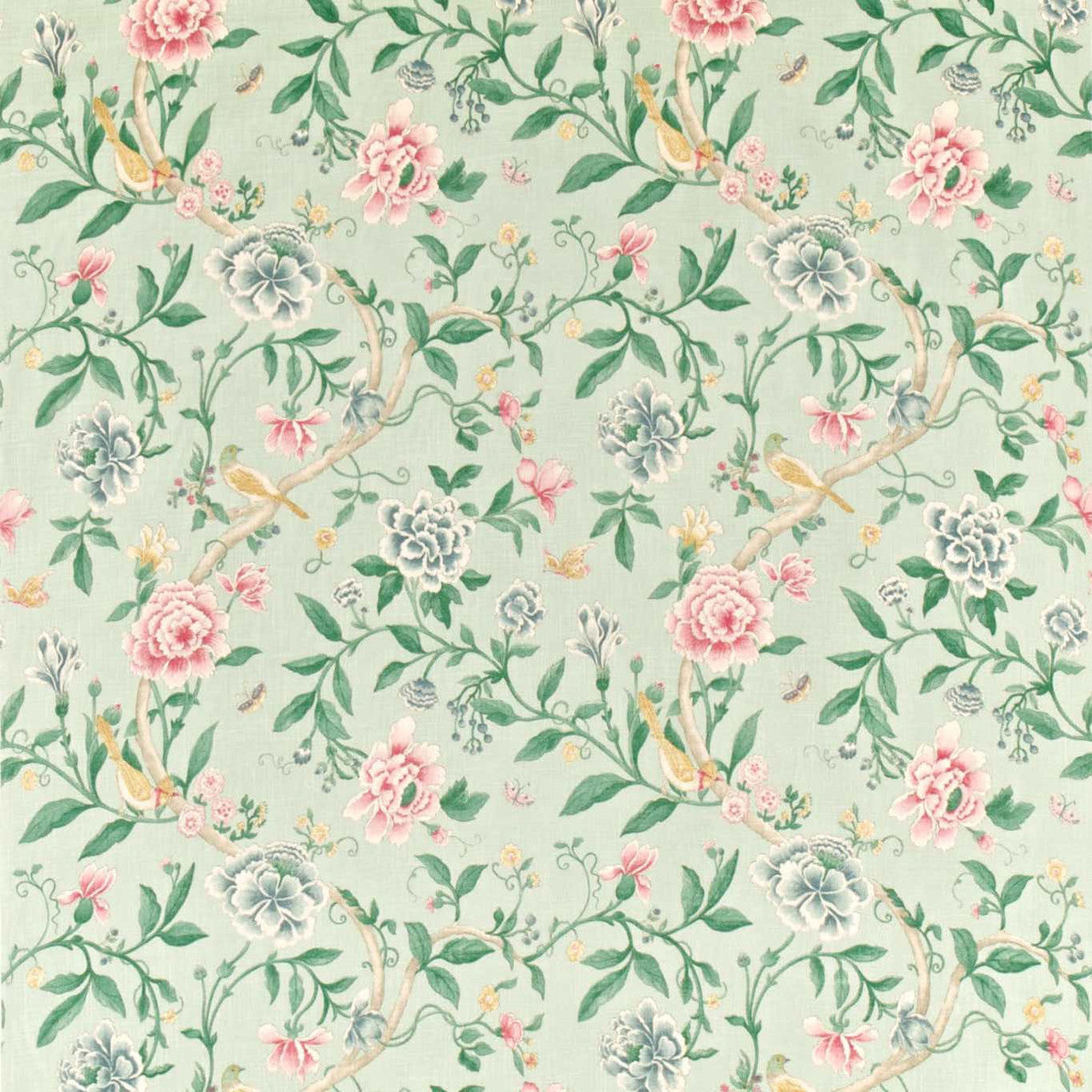 DCAVPO203 Porcelain Garden One Sixty Rose/Duck Egg Fabric by Sanderson