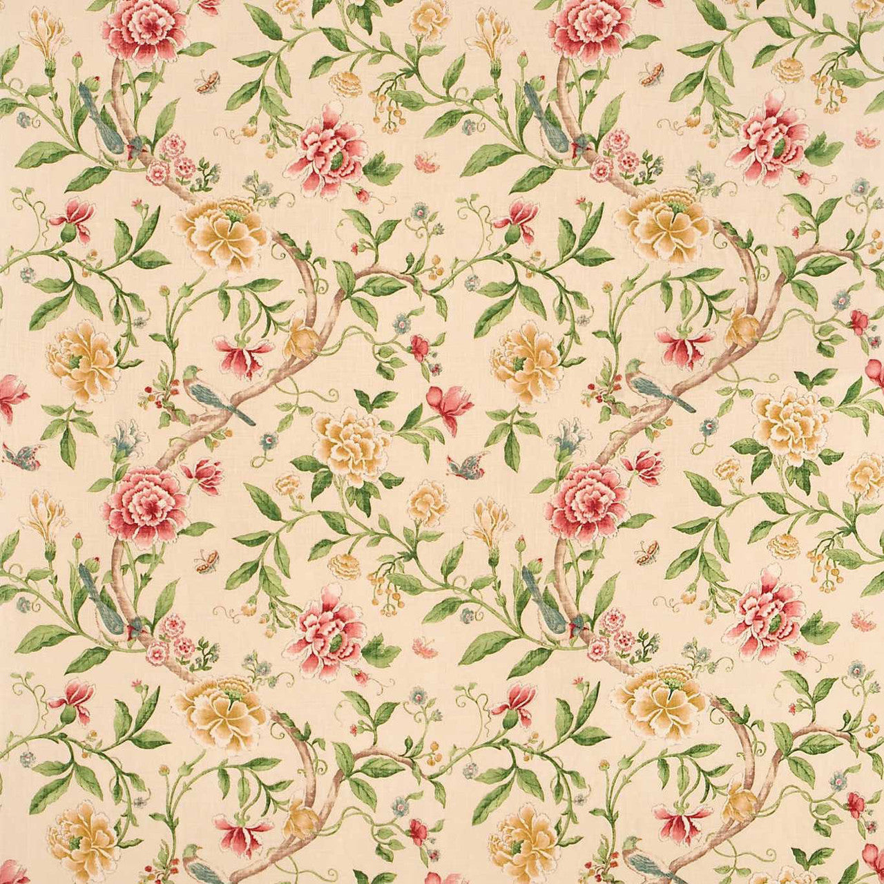 DCAVPO204 Porcelain Garden One Sixty Red/Beige Fabric by Sanderson