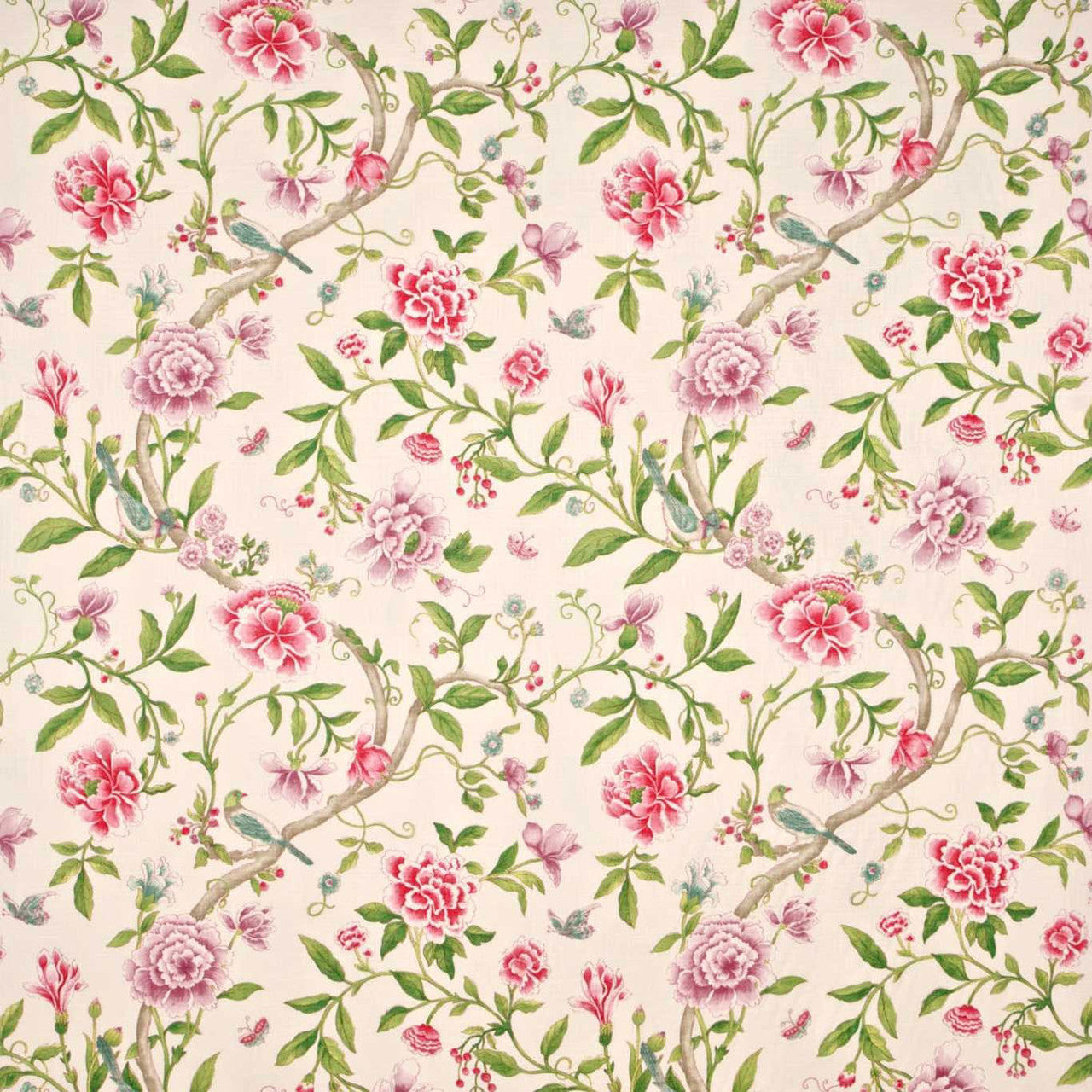 DCAVPO206 Porcelain Garden One Sixty Magenta/Leaf Green Fabric by Sanderson
