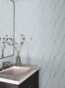 DD3701 Wavy Stripe Light Blue Dazzling Dimensions Wallpaper by York Wallcoverings