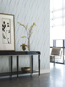 DD3701 Wavy Stripe Light Blue Dazzling Dimensions Wallpaper by York Wallcoverings