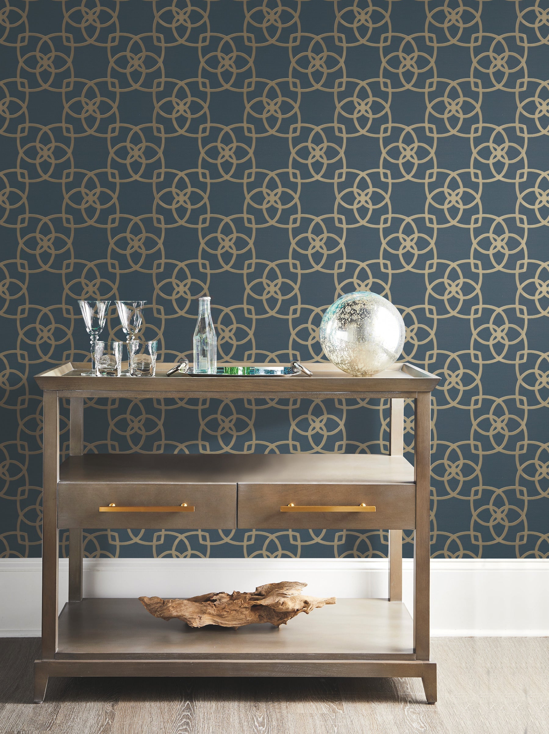 DD3711 Serendipity Navy Dazzling Dimensions Wallpaper by York Wallcoverings