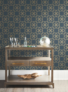 DD3711 Serendipity Navy Dazzling Dimensions Wallpaper by York Wallcoverings