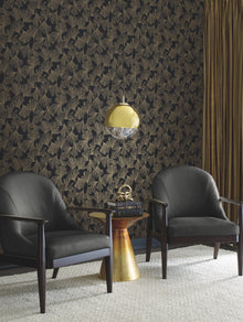 DD3742 Gingko Toss Black Dazzling Dimensions Wallpaper by York Wallcoverings