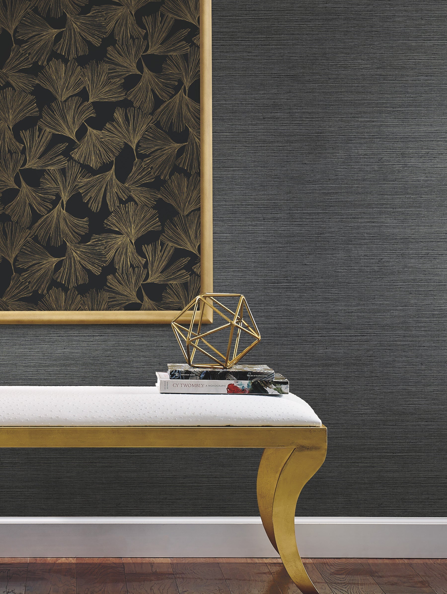 DD3742 Gingko Toss Black Dazzling Dimensions Wallpaper by York Wallcoverings