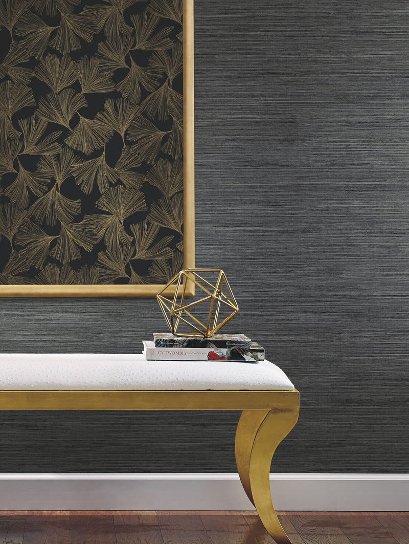 DD3742 Gingko Toss Black Dazzling Dimensions Wallpaper by York Wallcoverings