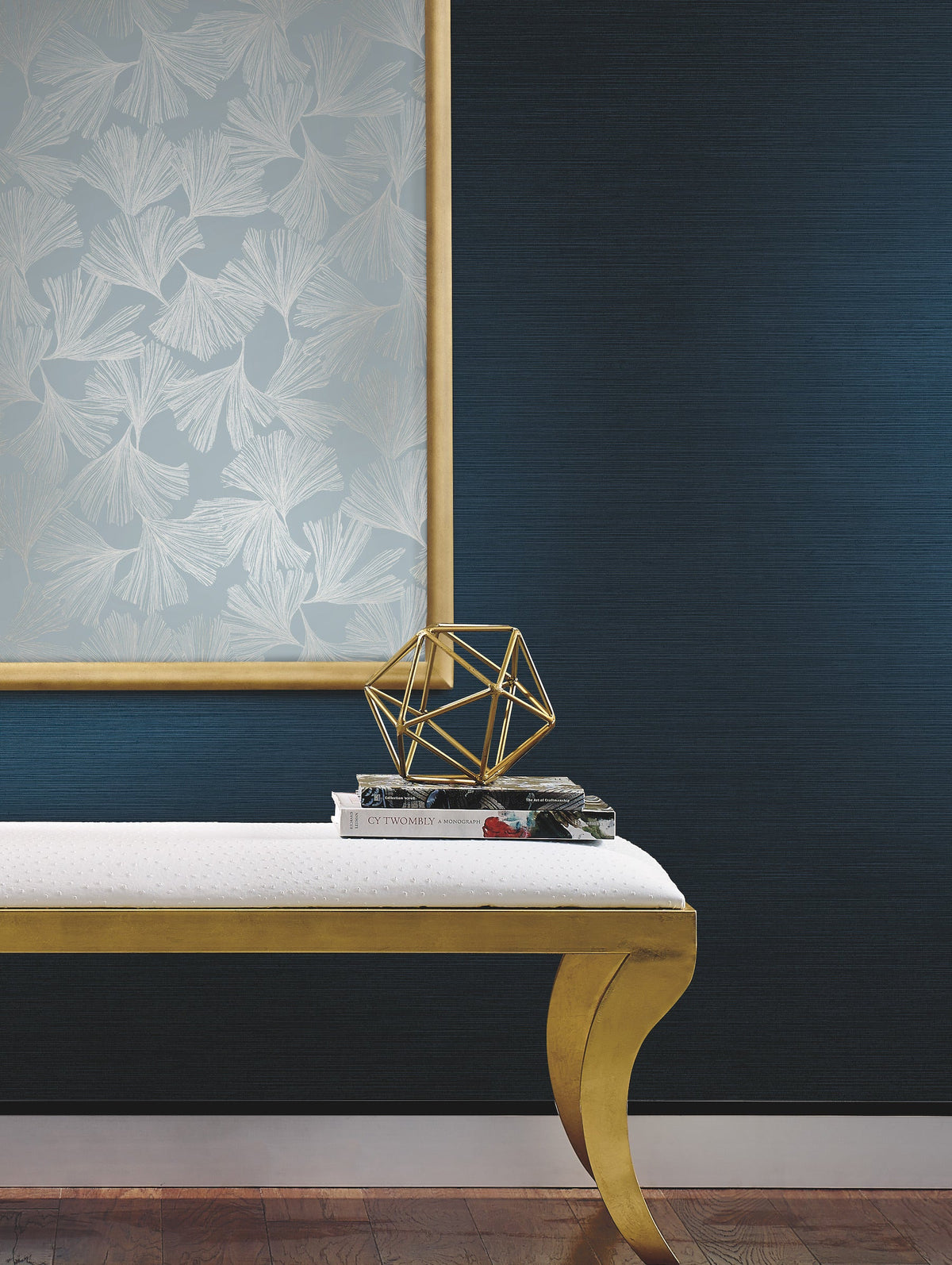 DD3743 Gingko Toss Blue Dazzling Dimensions Wallpaper by York Wallcoverings