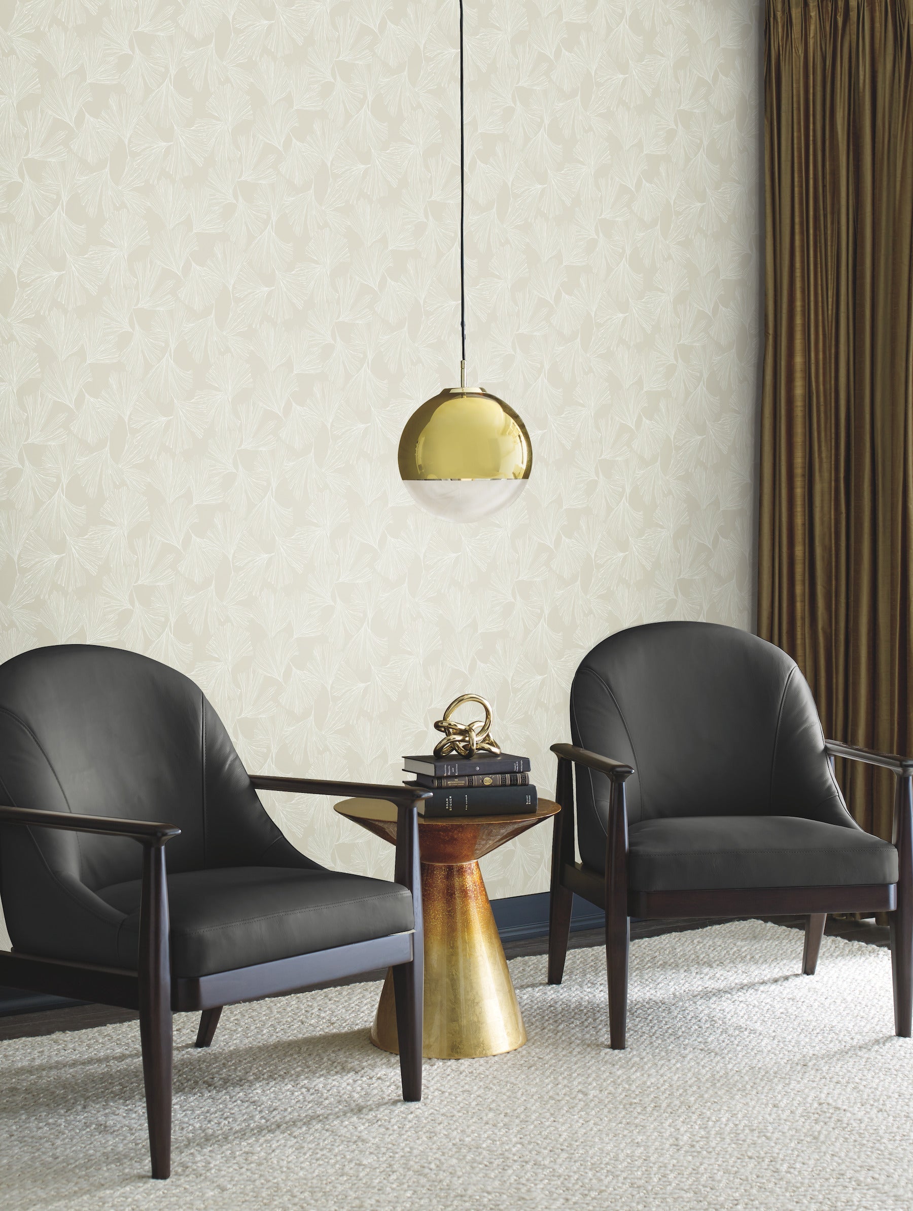 DD3744 Gingko Toss Cream Dazzling Dimensions Wallpaper by York Wallcoverings