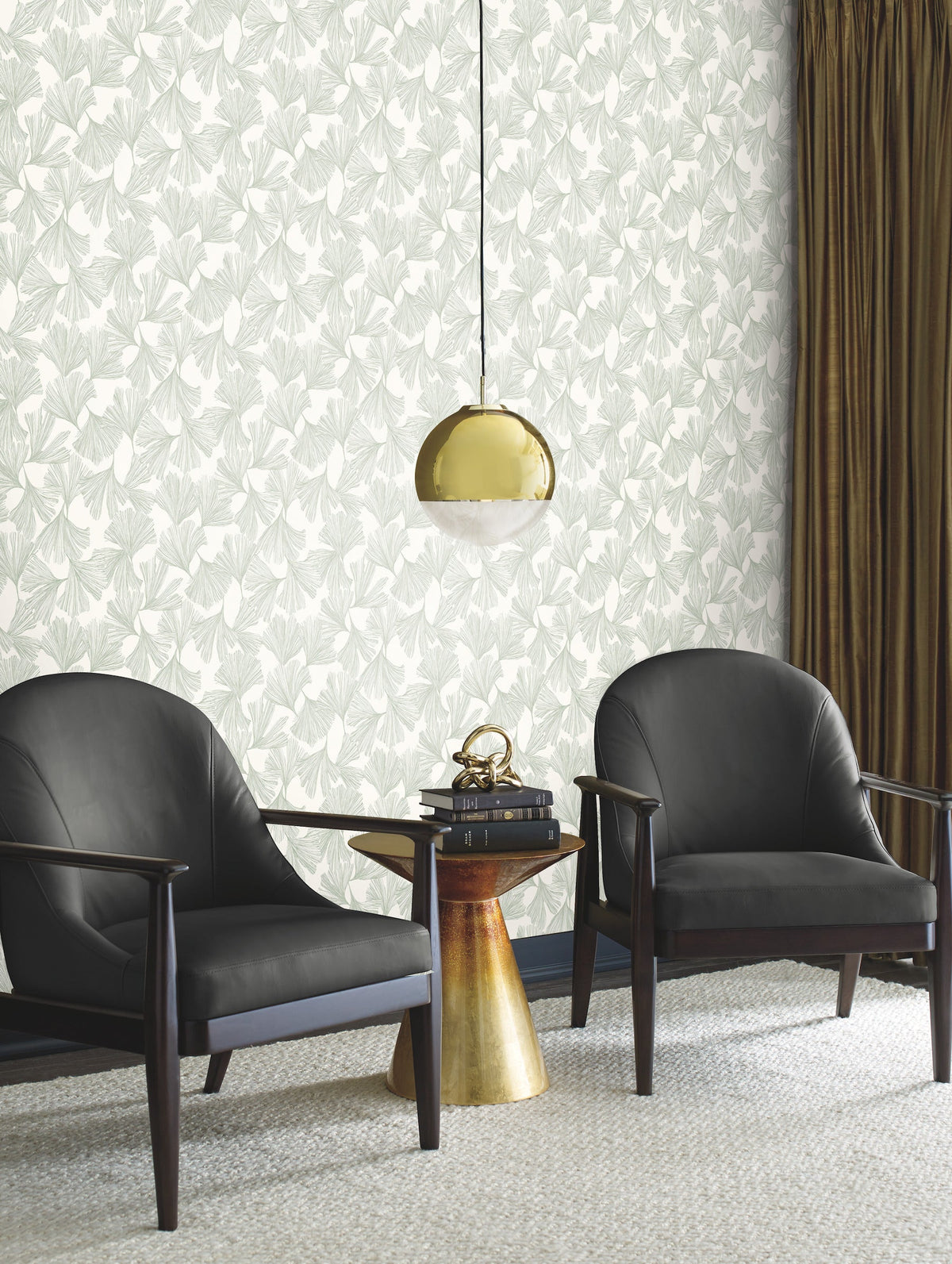 DD3745 Gingko Toss Green Dazzling Dimensions Wallpaper by York Wallcoverings
