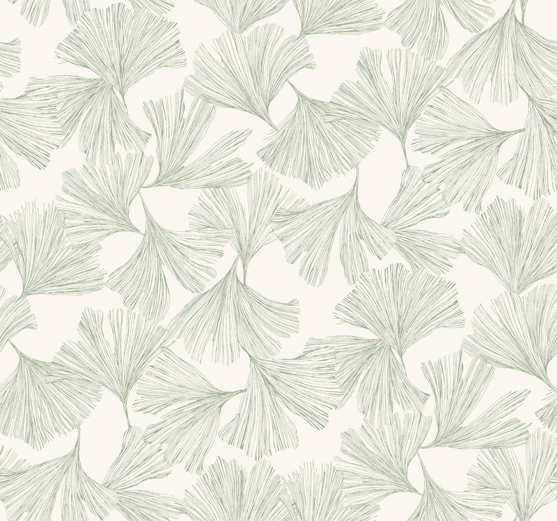 DD3745 Gingko Toss Green Dazzling Dimensions Wallpaper by York Wallcoverings