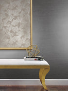 DD3746 Gingko Toss Silver Dazzling Dimensions Wallpaper by York Wallcoverings