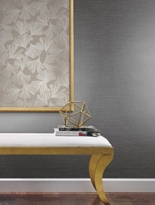 DD3746 Gingko Toss Silver Dazzling Dimensions Wallpaper by York Wallcoverings
