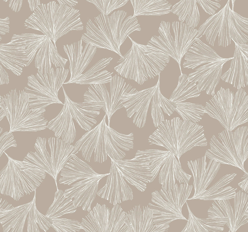 DD3746 Gingko Toss Silver Dazzling Dimensions Wallpaper by York Wallcoverings