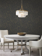 DD3811 Luminous Branches Black & Gold Dazzling Dimensions Wallpaper by York Wallcoverings