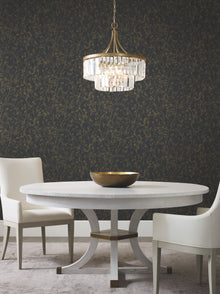 DD3811 Luminous Branches Black & Gold Dazzling Dimensions Wallpaper by York Wallcoverings