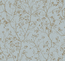 DD3813 Luminous Branches Blue & Gold Dazzling Dimensions Wallpaper by York Wallcoverings