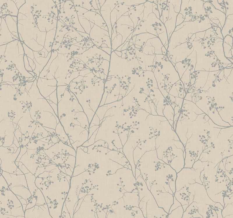 DD3815 Luminous Branches Taupe & Silver Dazzling Dimensions Wallpaper by York Wallcoverings