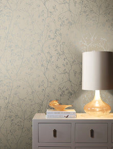 DD3815 Luminous Branches Taupe & Silver Dazzling Dimensions Wallpaper by York Wallcoverings