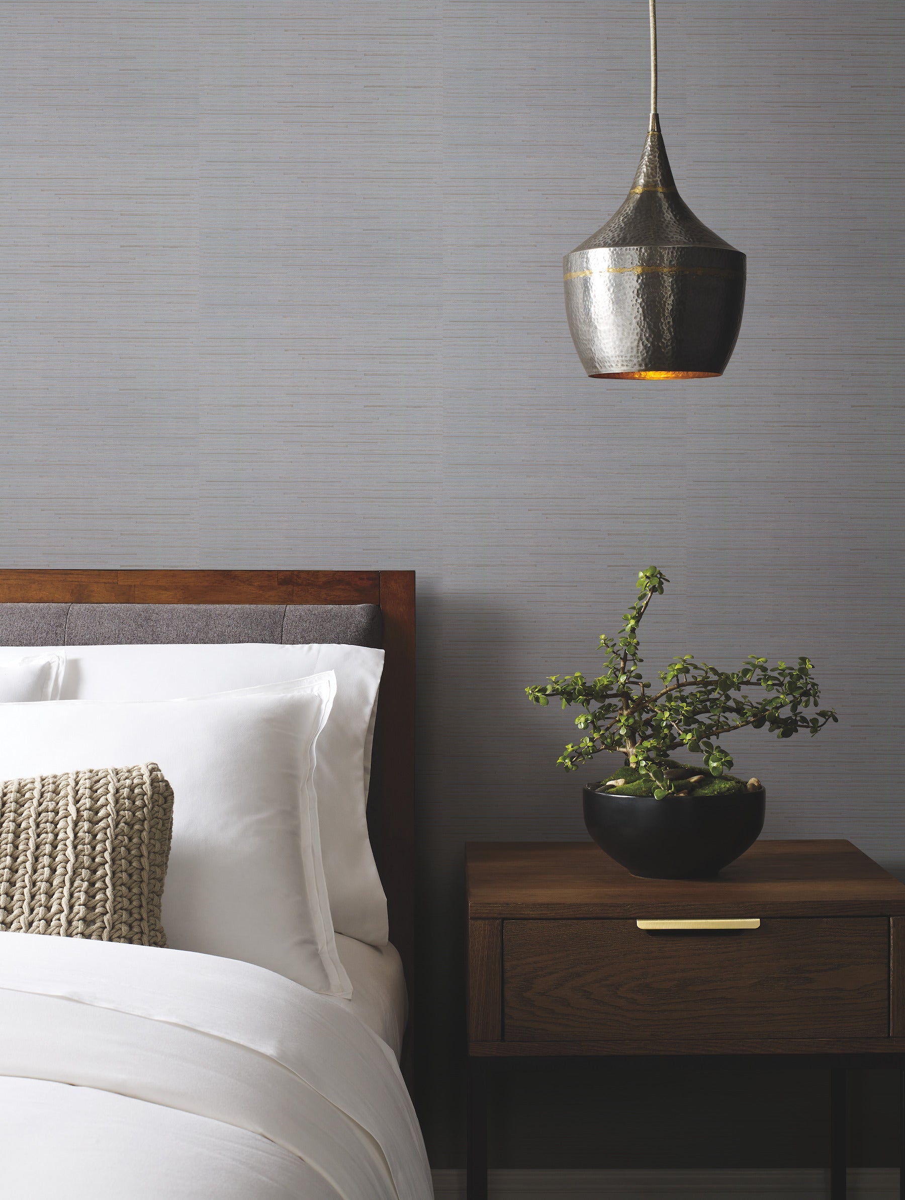 DD3834 Ribbon Bamboo Blue & Silver Metallic Dazzling Dimensions Wallpaper by York Wallcoverings