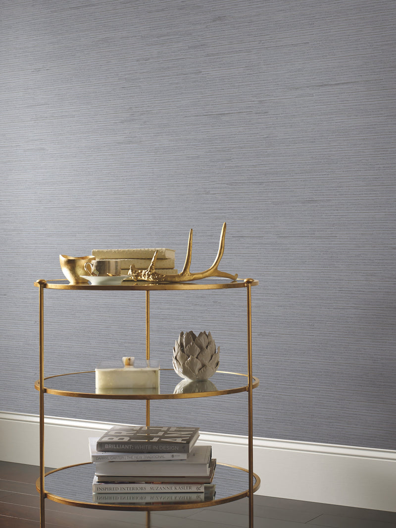DD3834 Ribbon Bamboo Blue & Silver Metallic Dazzling Dimensions Wallpaper by York Wallcoverings
