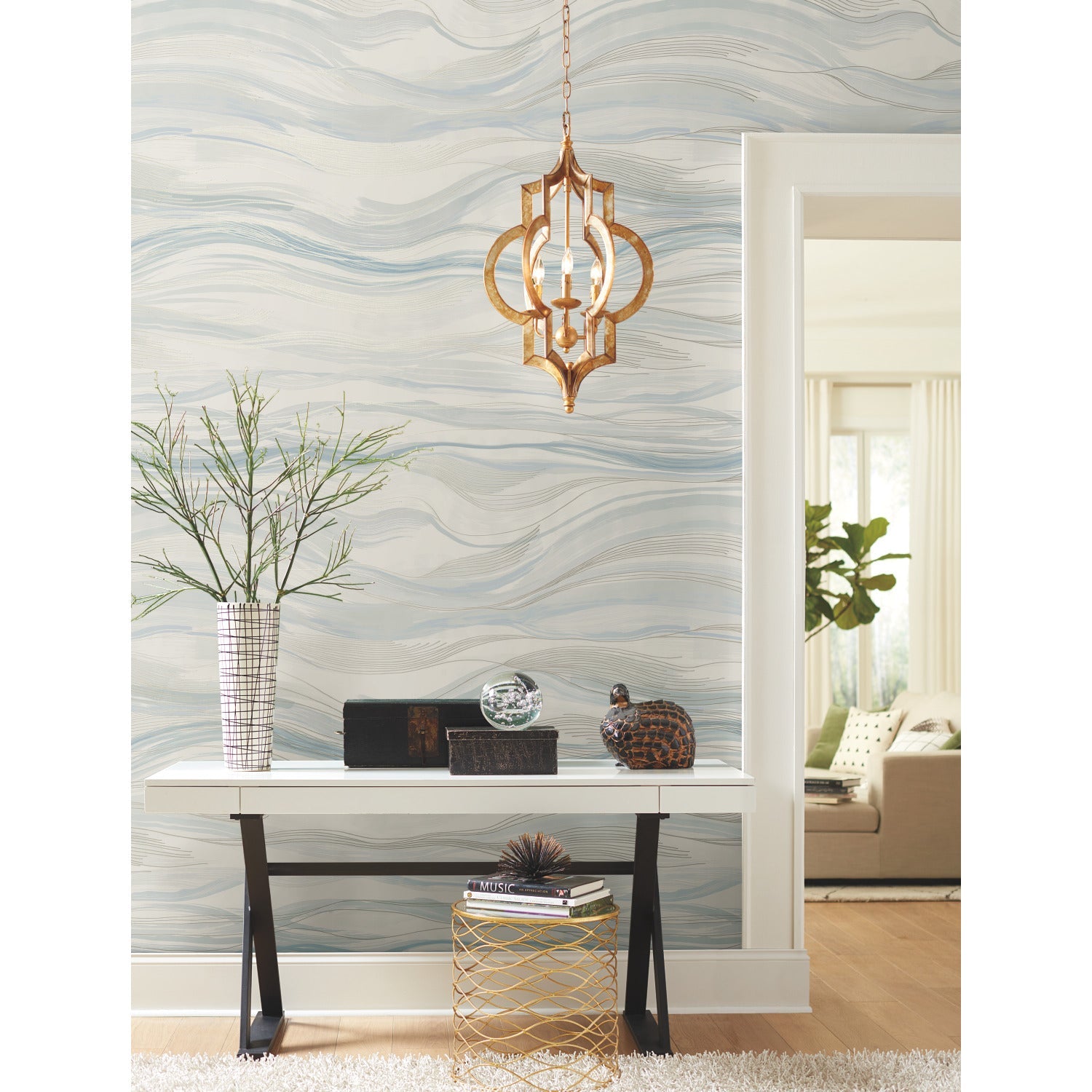 DD3841M Currents Blue Dazzling Dimensions Mural by York Wallcoverings