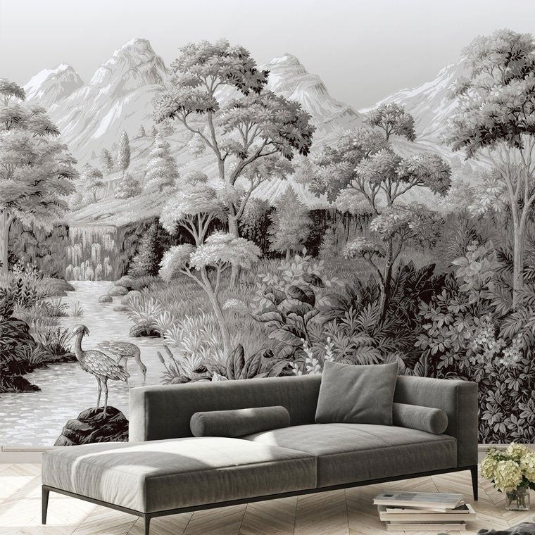 DE01714 Malvern Designology Charcoal Wallpaper Mural By Sketch Twenty 3