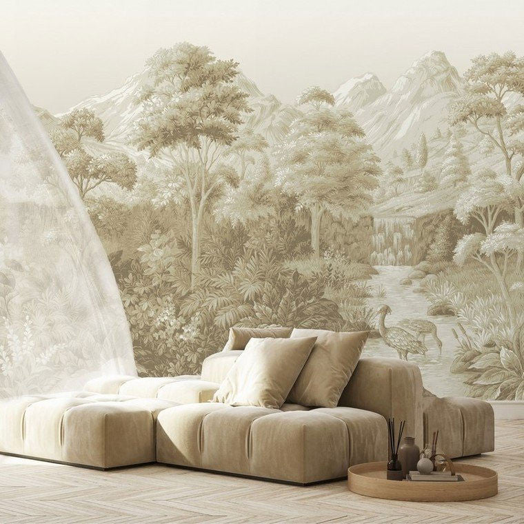 DE01716 Malvern Designology Pale Gold Wallpaper Mural By Sketch Twenty 3