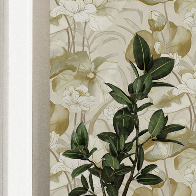 DE01734 Waterlily Designology Gold Wallpaper By Sketch Twenty 3