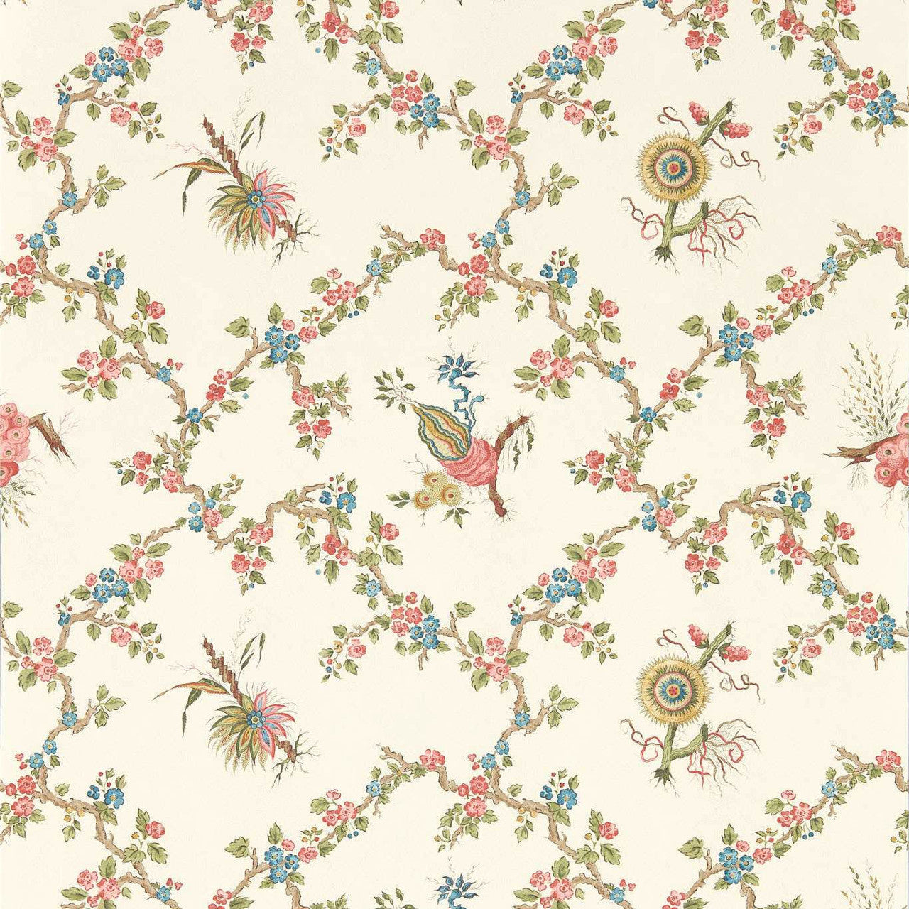217321 Trelliage Giles Deacon Raspberry and Stone Wallpaper by Sanderson