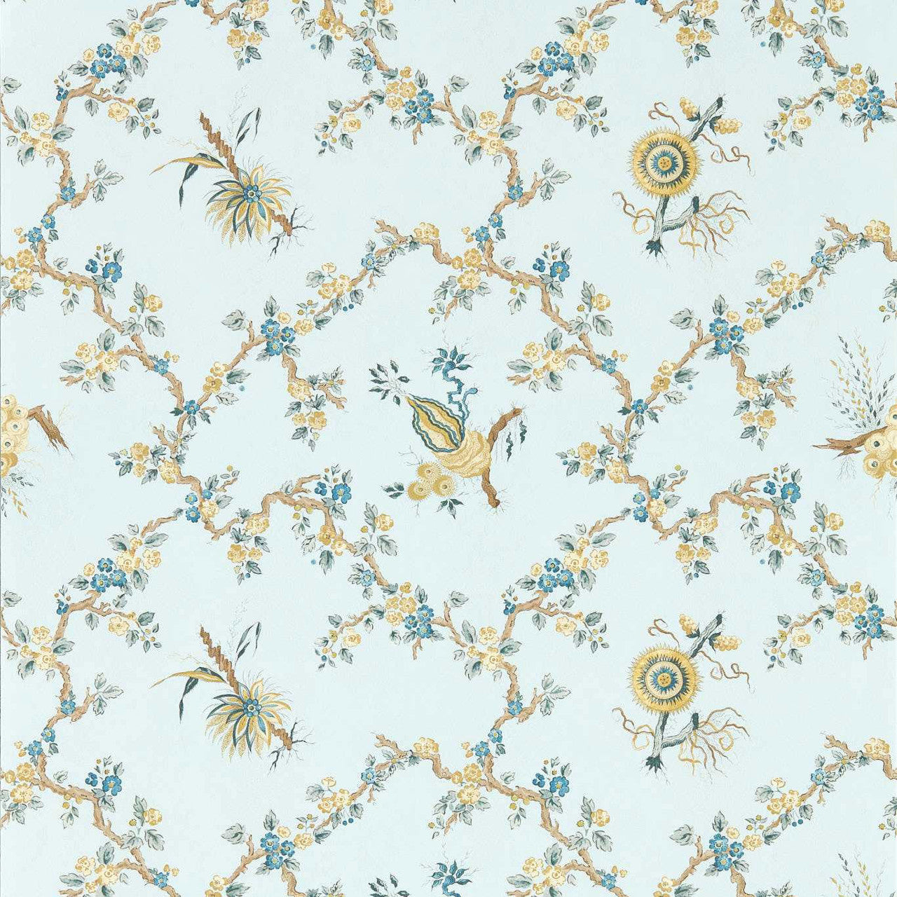 217322 Trelliage Giles Deacon Primrose and Danbury Wallpaper by Sanderson