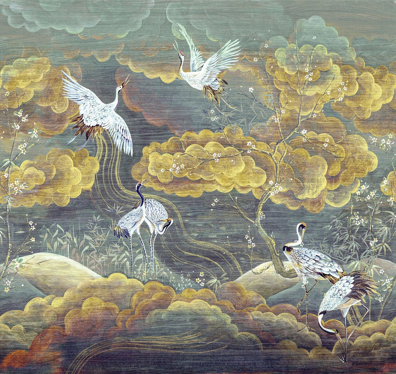 Byobu Gold Traces Mural by Masureel