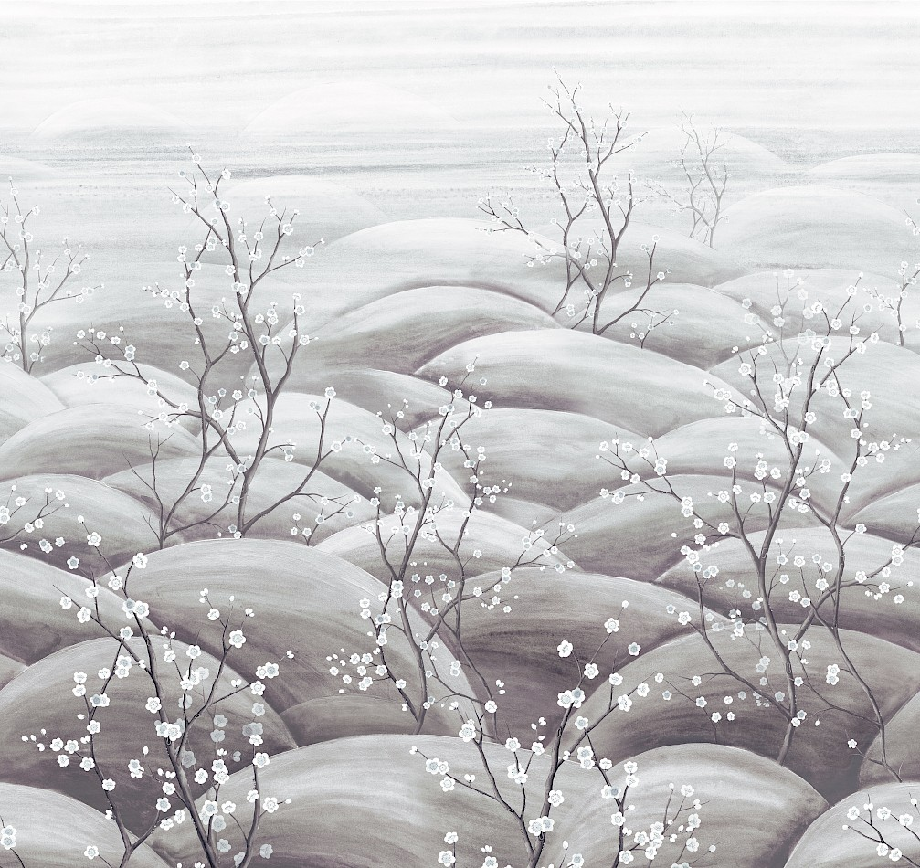 Sakura Silver Traces Mural by Masureel