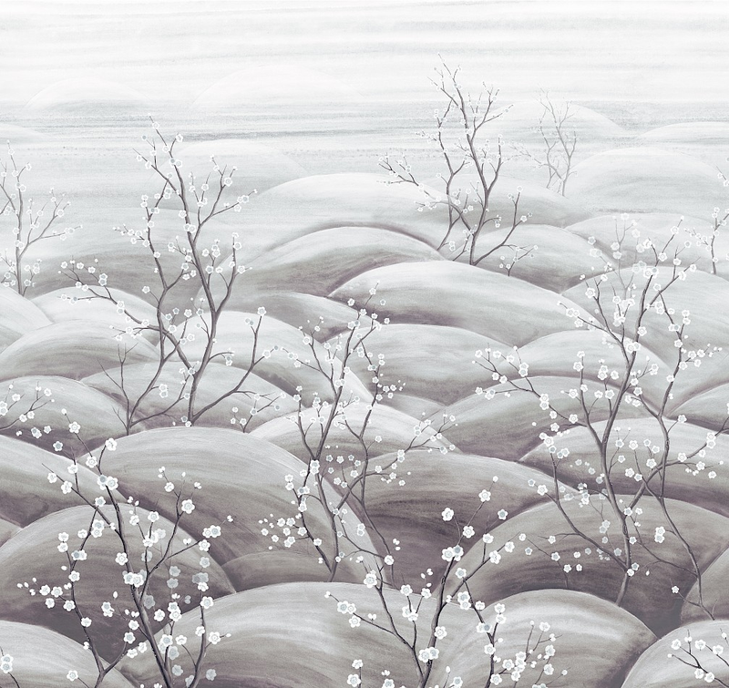 Sakura Silver Traces Mural by Masureel