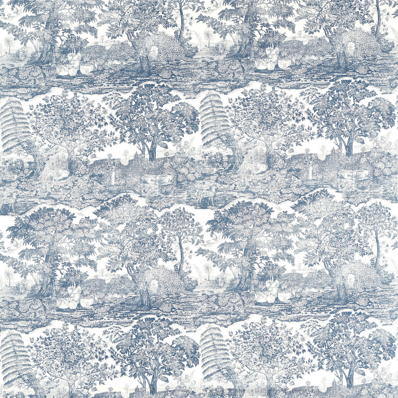 227312 Highgrove Toile Highgrove Tetbury Blue Fabric by Sanderson