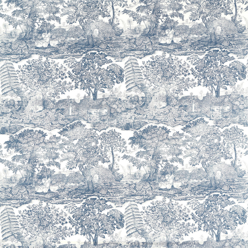 227312 Highgrove Toile Highgrove Tetbury Blue Fabric by Sanderson
