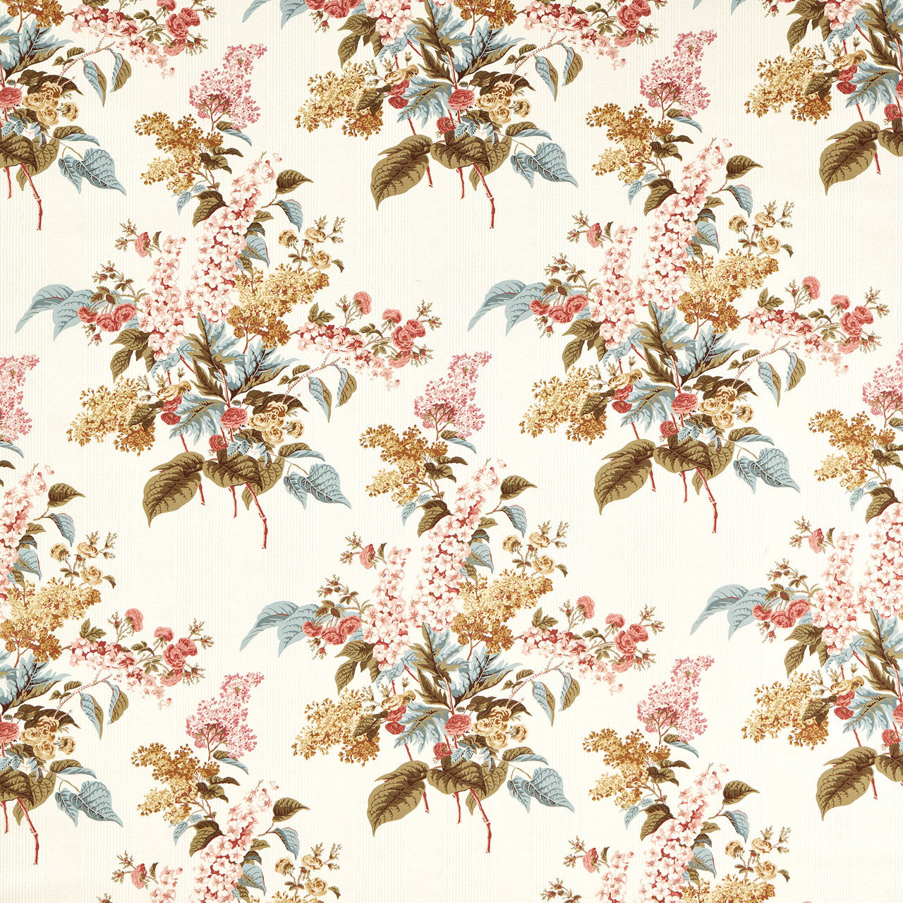 227315 Delphinium & Lilac Highgrove Madder Rose/Sepia Fabric by Sanderson