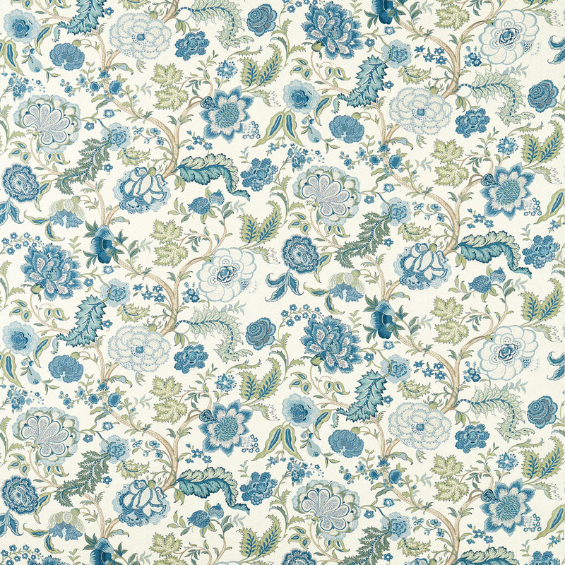 227320 Salisbury Jacobean Highgrove Tetbury Blue Fabric by Sanderson