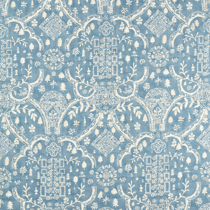 227330 Topiary View Highgrove Tetbury Blue Fabric by Sanderson