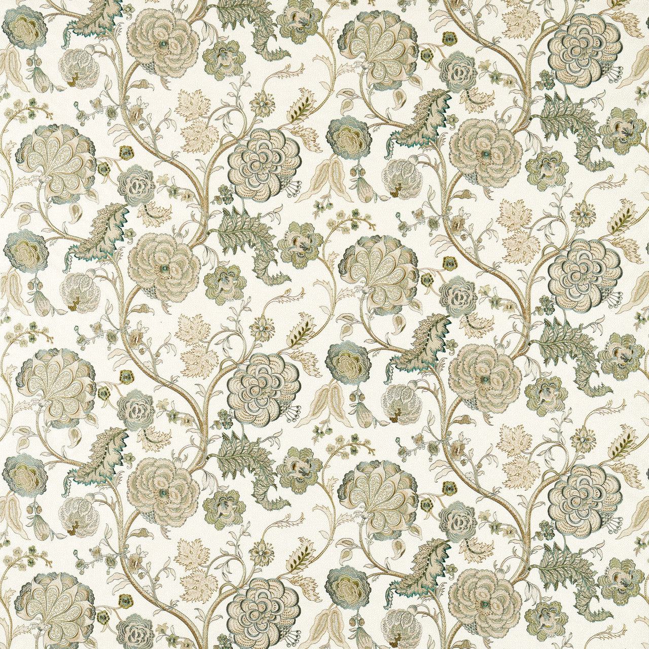 237606 Salisbury Embroidery Highgrove Yew Green Fabric by Sanderson