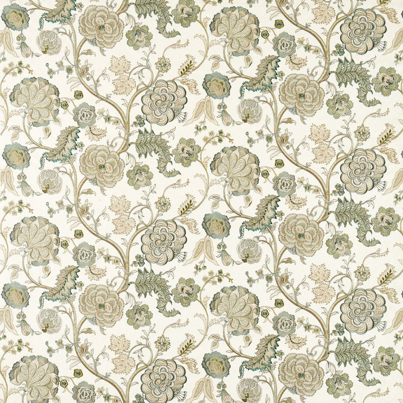 237606 Salisbury Embroidery Highgrove Yew Green Fabric by Sanderson