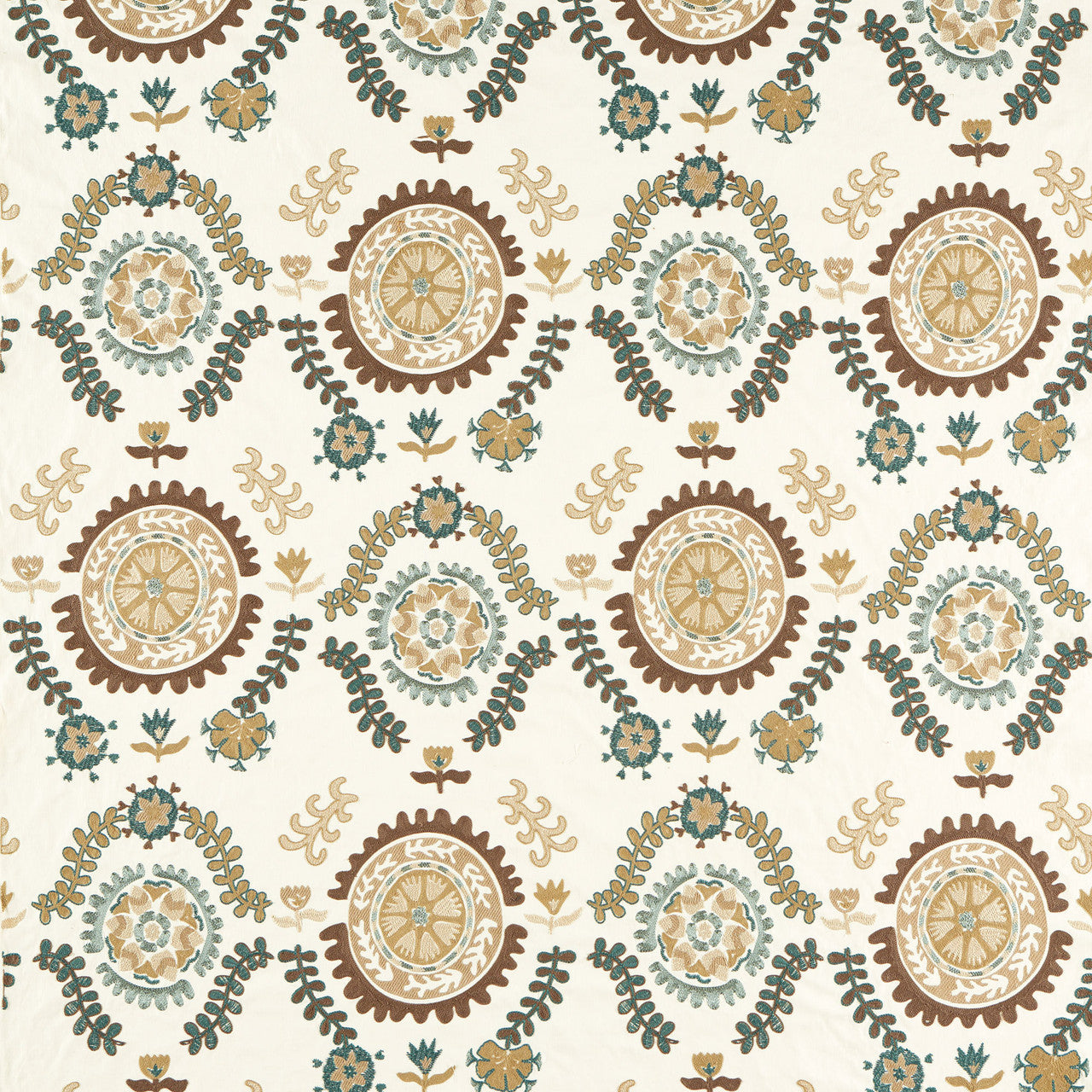 237608 Annabel's Suzani Highgrove Mineral/Gritstone Fabric by Sanderson