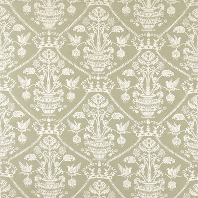Highgrove Damask Highgrove Silver Green Fabric by Sanderson