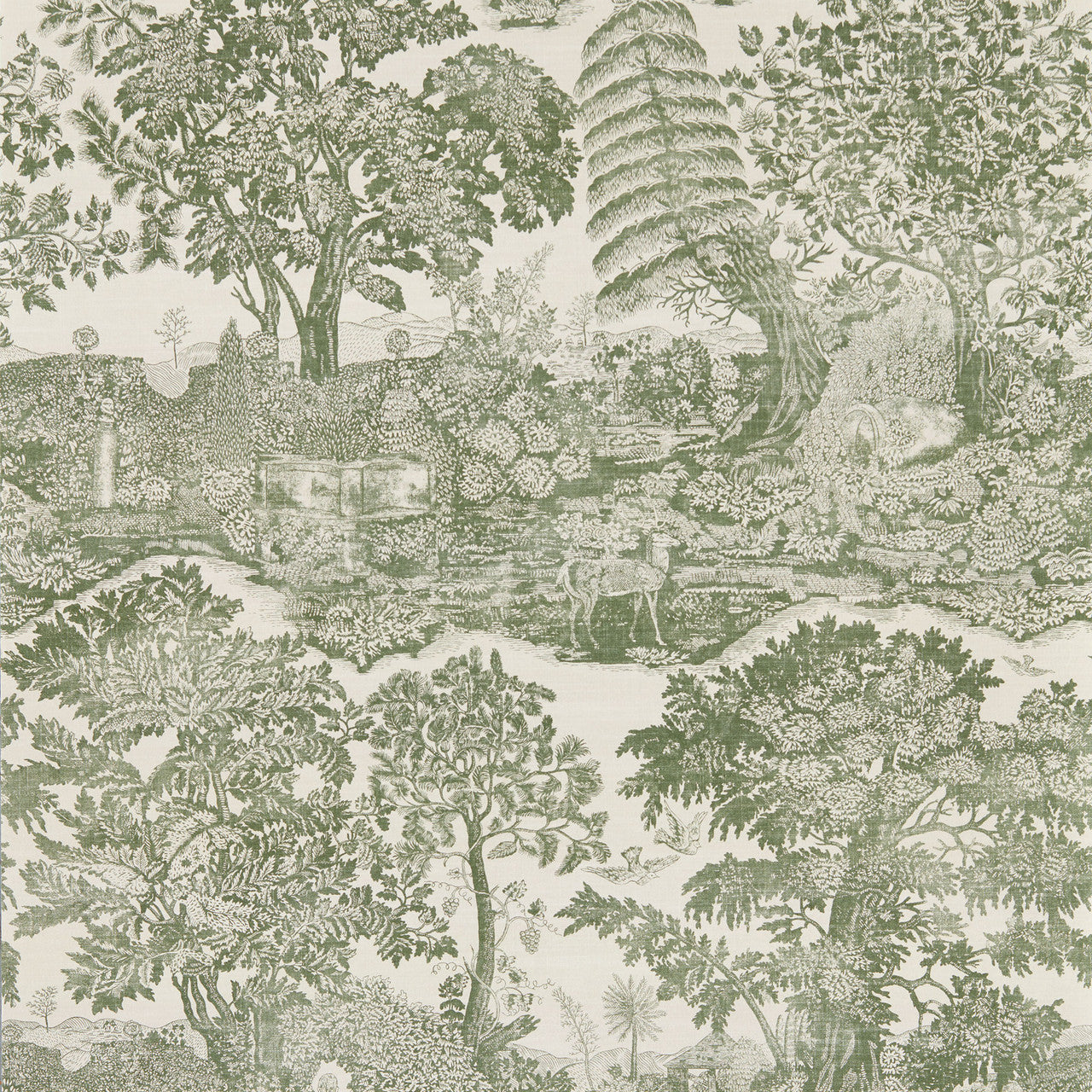 217479 Highgrove Toile Highgrove Yew Green Wallpaper by Sanderson
